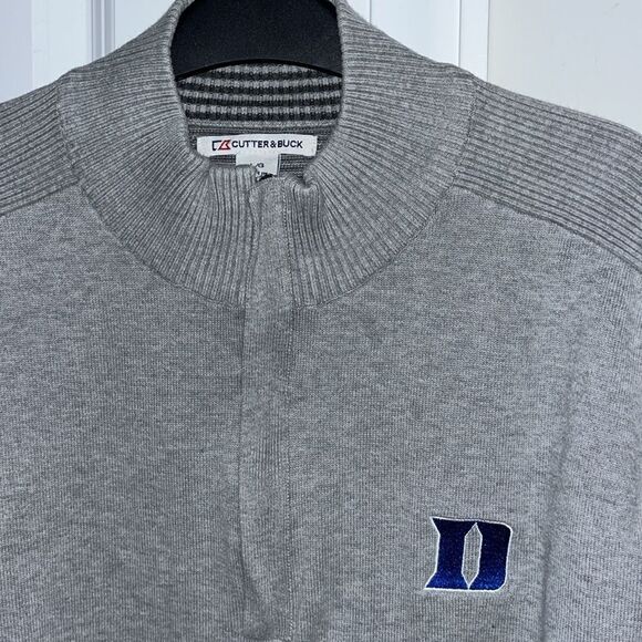 Cutter & Buck Duke Blue Devils College Golf 1/4 Zipper Crewneck Sweater Elbow L - Picture 2 of 6